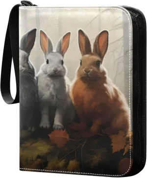 Vivid Colorful Rabbits Card Binder Trading Cards Holder 4-Pocket，Album Pages Card Display Sleeves Fits 400 Cards Collector Book