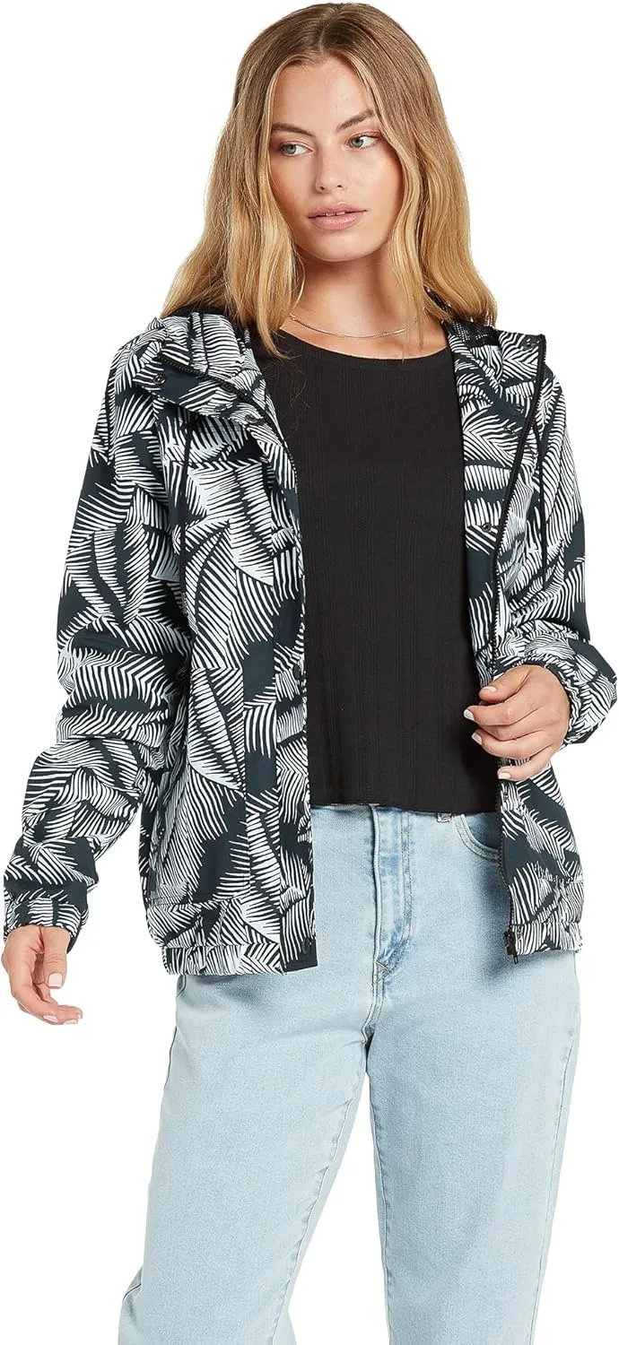 Volcom Women's Enemy Stone Hooded Zip Front Windbreaker Jacket (Regular & Plus Size)