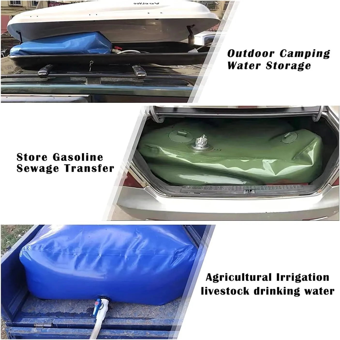 Water Storage Bag Water Storage Bladder for Camping Gardening, Emergency Water Storage Containers Collapsible Large Capacity Soft Water Bag, Green(2000 L/2x1.5x0.7m)