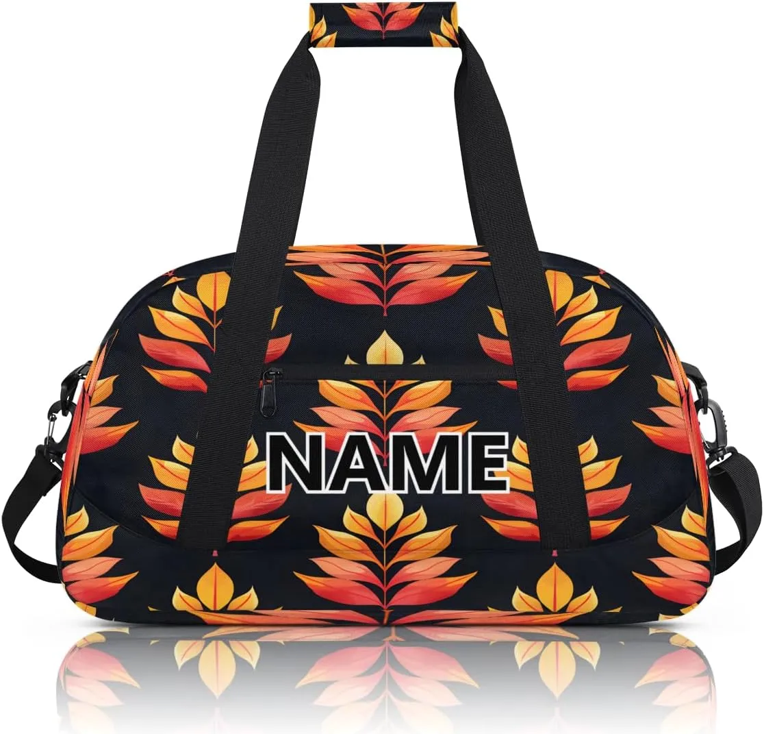 Watercolor Autumn Mini Gym Bag 18 inch for Women Men Waterproof Custom Fall Thanksgiving Travel Duffel Bag Carry On Overnight Tote Nurse Bag for Work Fitness Hiking