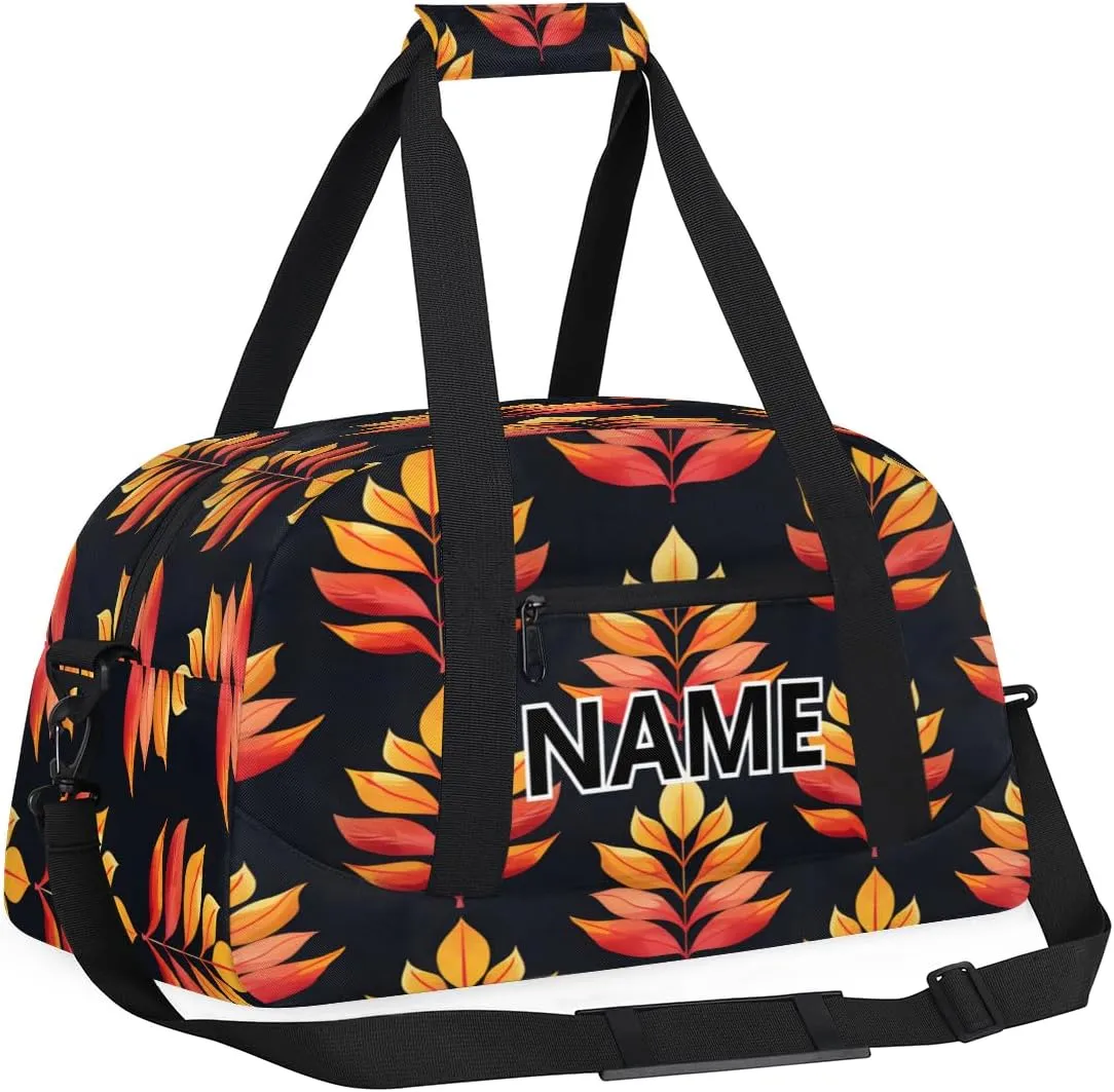 Watercolor Autumn Mini Gym Bag 18 inch for Women Men Waterproof Custom Fall Thanksgiving Travel Duffel Bag Carry On Overnight Tote Nurse Bag for Work Fitness Hiking