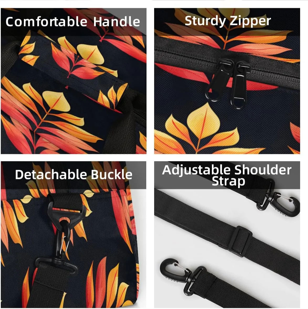 Watercolor Autumn Mini Gym Bag 18 inch for Women Men Waterproof Custom Fall Thanksgiving Travel Duffel Bag Carry On Overnight Tote Nurse Bag for Work Fitness Hiking