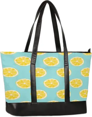 Watercolor Lemon Slices Laptop Tote Bag for Women Lightweight Work Purse with Multiple Compartments Fits 13-15.6 Inch Laptop Tablet Shoulder Bag for Office Travel Daily Use