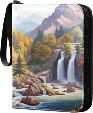 Waterfall Painting Card Binder, 400 Pockets Card Holder with 50 Sleeves, Sturdy Card Holder Folders for Game Cards & Sports Cards