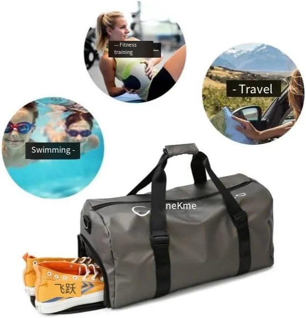 Waterproof Sports Duffel Bag, Large Capacity Gym Travel Bag with Adjustable Shoulder Strap, Multiple colors are available (Wine Red)
