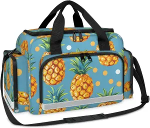Waterproof Tactical Duffle Bag 25" Carry On Bag for EMT Tear-Resistant Gym Bag with Multi-Pocket & OSHA Reflective Travel Bags for Men Women Pineapple Dots