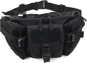 Waterproof Tactical Waist Pack Bag Military Fanny Packs Hip Belt Bag Pouch for Hiking Climbing Bumbag,Black