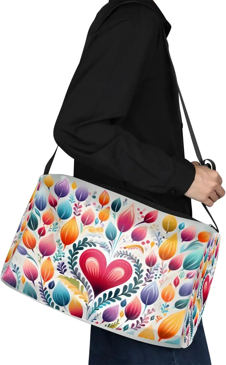 Weekend Bag Abstract Delicate Printing Lightweight Carry On Duffel Bag Waterproof Gym Bag Pu Leather Duffle Bag for Workout Travel Sport