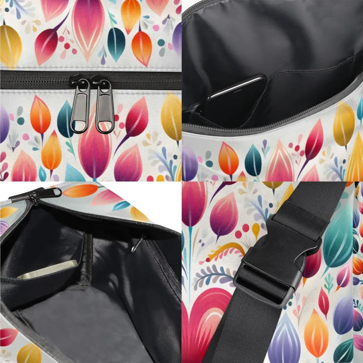 Weekend Bag Abstract Delicate Printing Lightweight Carry On Duffel Bag Waterproof Gym Bag Pu Leather Duffle Bag for Workout Travel Sport