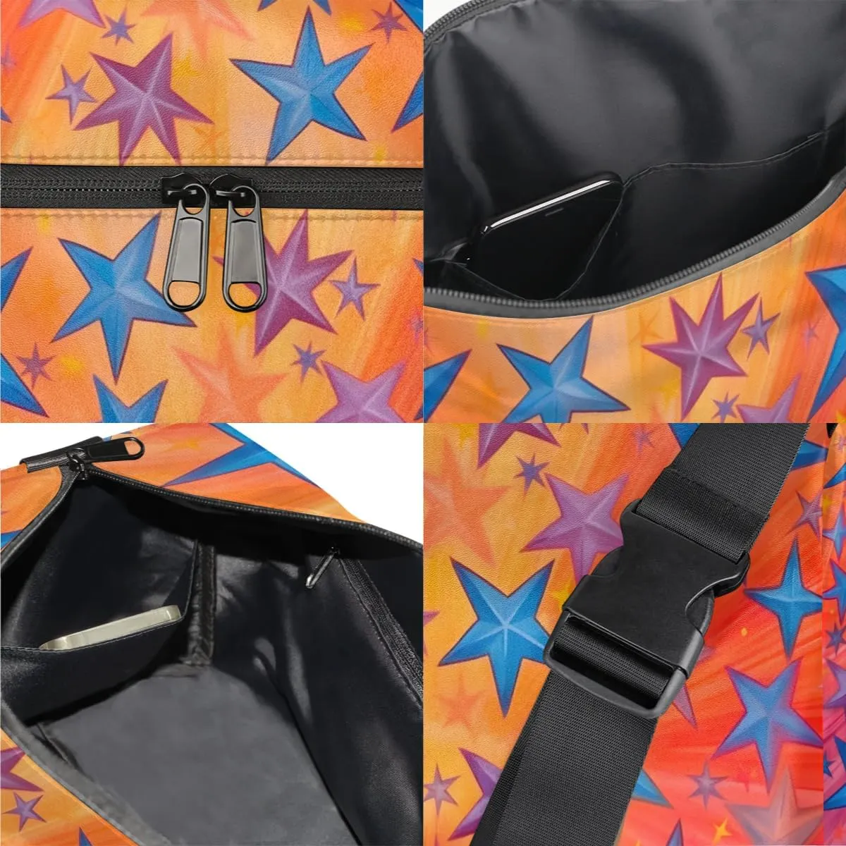 Weekend Bag Abstract Pattern Colorful Lightweight Carry On Duffel Bag Waterproof Gym Bag Pu Leather Duffle Bag for Workout Travel Sport