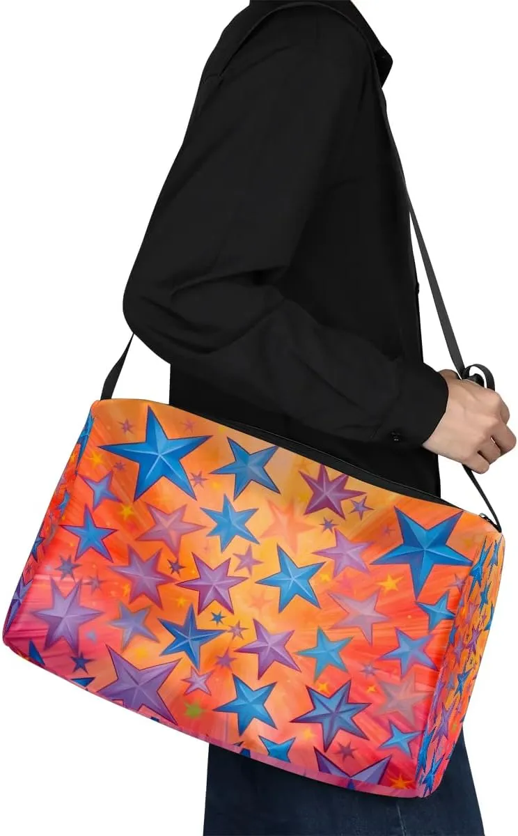Weekend Bag Abstract Pattern Colorful Lightweight Carry On Duffel Bag Waterproof Gym Bag Pu Leather Duffle Bag for Workout Travel Sport