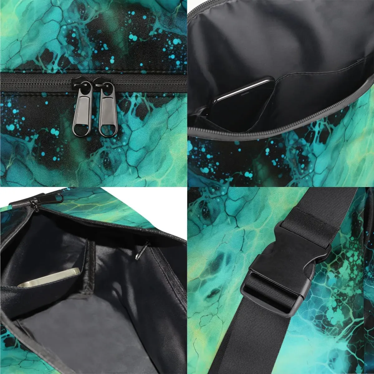 Weekend Bag Art Radiant Printing Cool Lightweight Carry On Duffel Bag Waterproof Gym Bag Pu Leather Duffle Bag for Workout Travel Sport