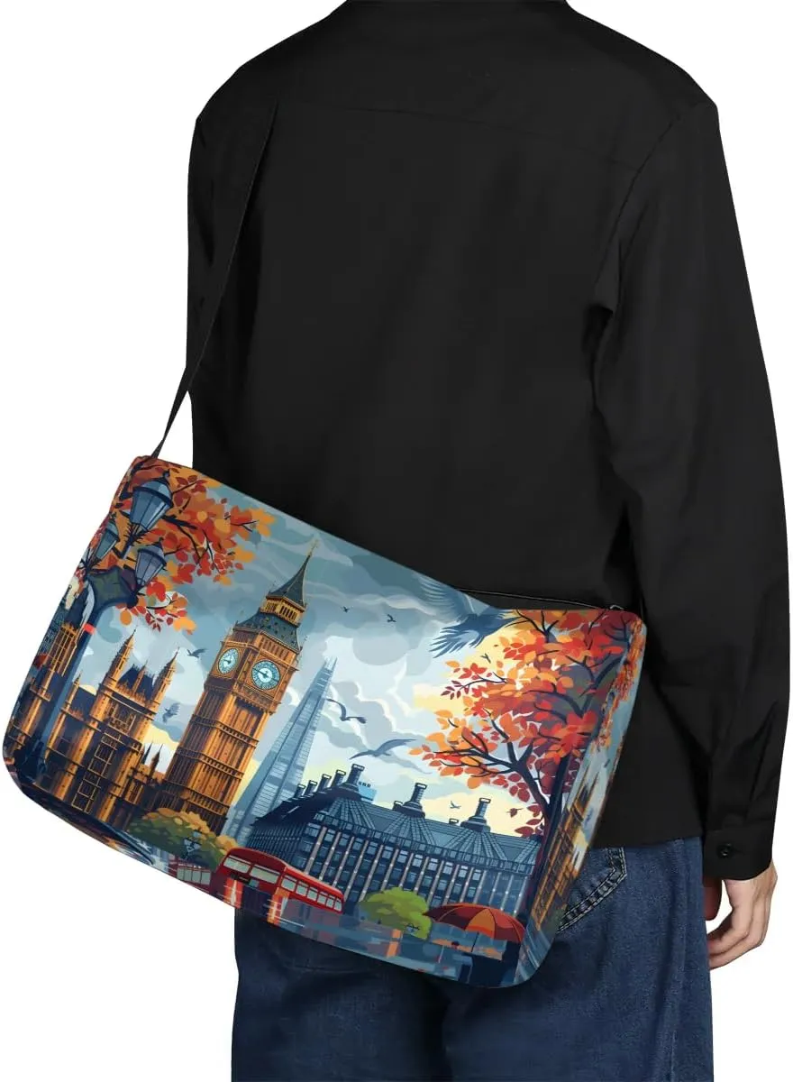 Weekend Bag City London Printing Lightweight Carry On Duffel Bag Waterproof Gym Bag Pu Leather Duffle Bag for Workout Travel Sport