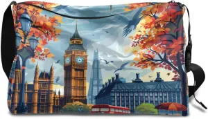Weekend Bag City London Printing Lightweight Carry On Duffel Bag Waterproof Gym Bag Pu Leather Duffle Bag for Workout Travel Sport