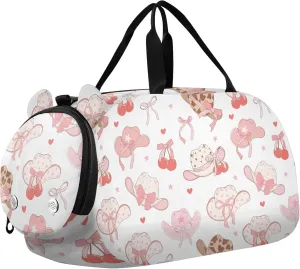 Western Cowgirl Hat Sports Duffle Bag for Girls Boys, Gym Bag with Shoe Compartment, Kids Travel Overnight Weekender Shoulder Bag