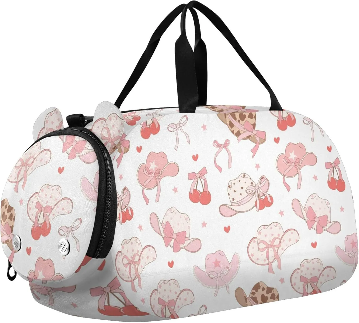 Western Cowgirl Hat Sports Duffle Bag for Girls Boys, Gym Bag with Shoe Compartment, Kids Travel Overnight Weekender Shoulder Bag