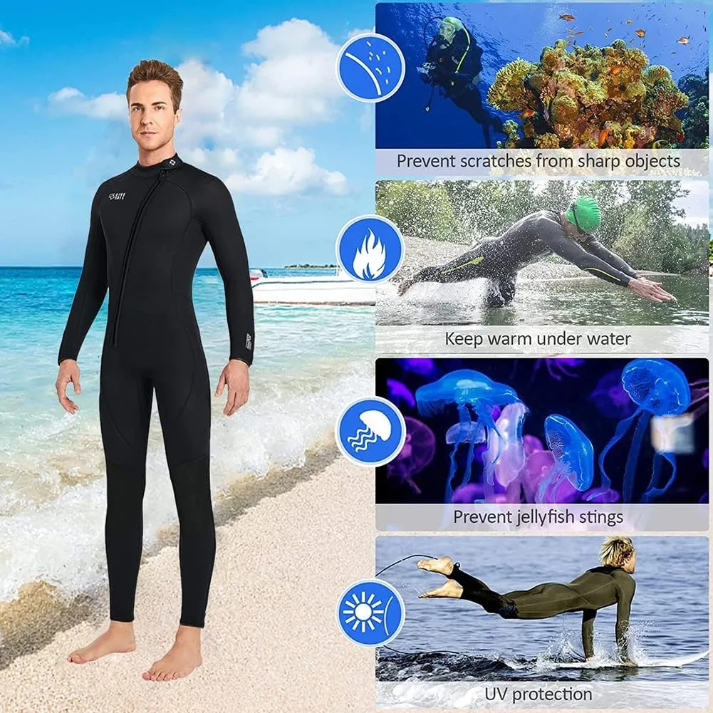 Wet Suits for Women Men Full Body 3MM Neoprene Wetsuit Diving Suit in Cold Water, Long Sleeves Front Zip Scuba Wetsuits One Piece Thermal Swimsuit for Surfing Snorkeling Kayaking Swimming Canoeing