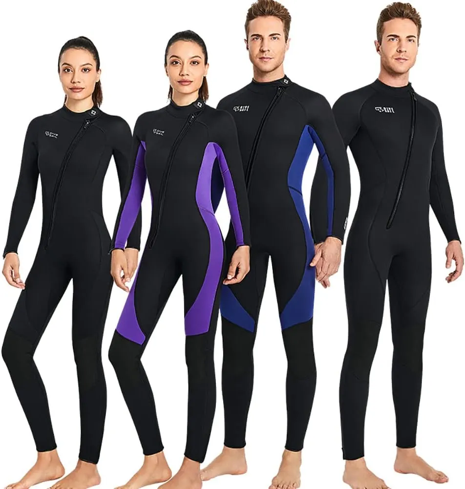 Wet Suits for Women Men Full Body 3MM Neoprene Wetsuit Diving Suit in Cold Water, Long Sleeves Front Zip Scuba Wetsuits One Piece Thermal Swimsuit for Surfing Snorkeling Kayaking Swimming Canoeing