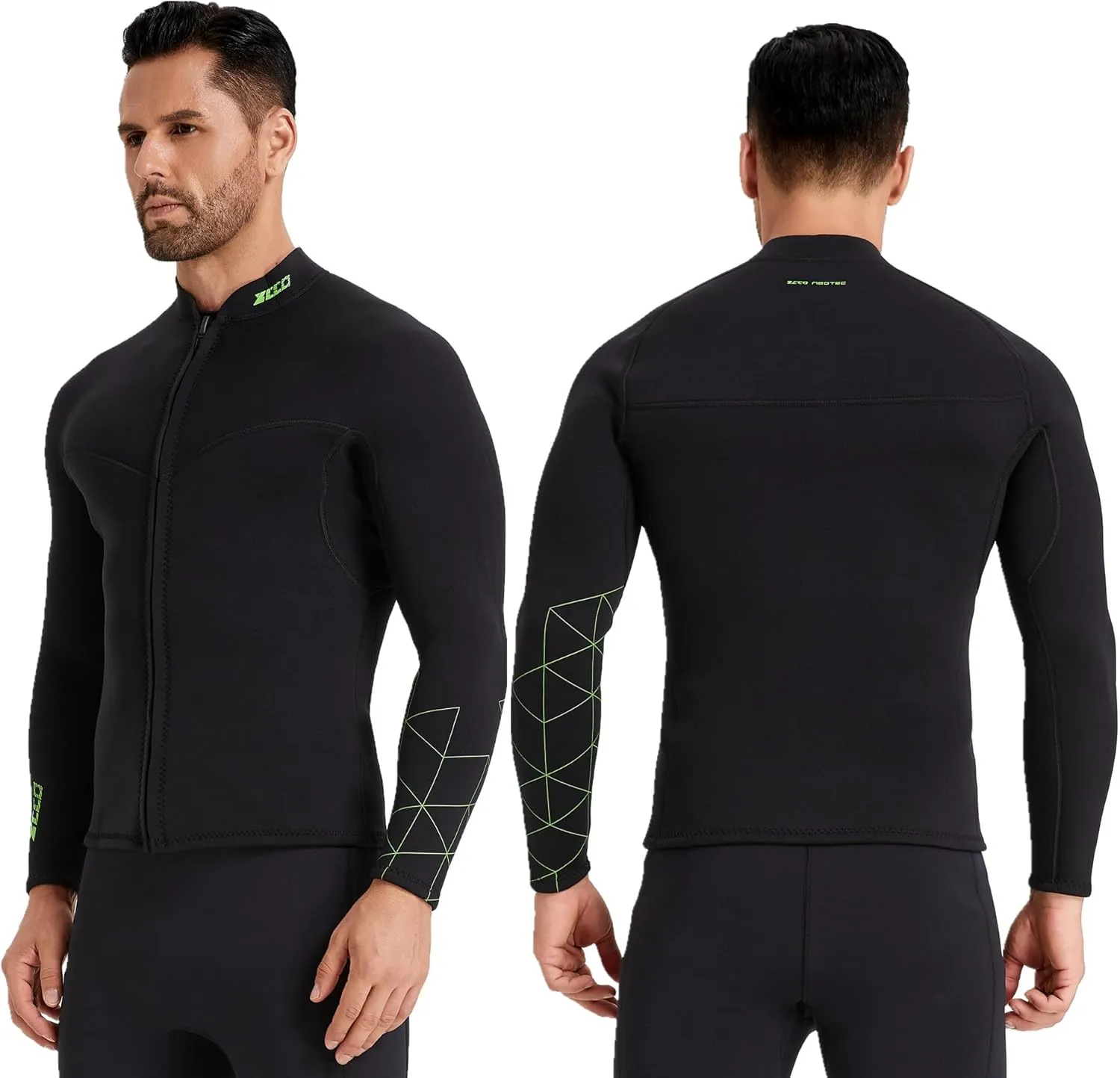Wetsuit Top Men&Women 1.5mm/3mm Neoprene Wetsuits Jacket,Front Zipper Long Sleeves Diving Suit for Swimming,Snorkeling,Scuba Diving,Surfing