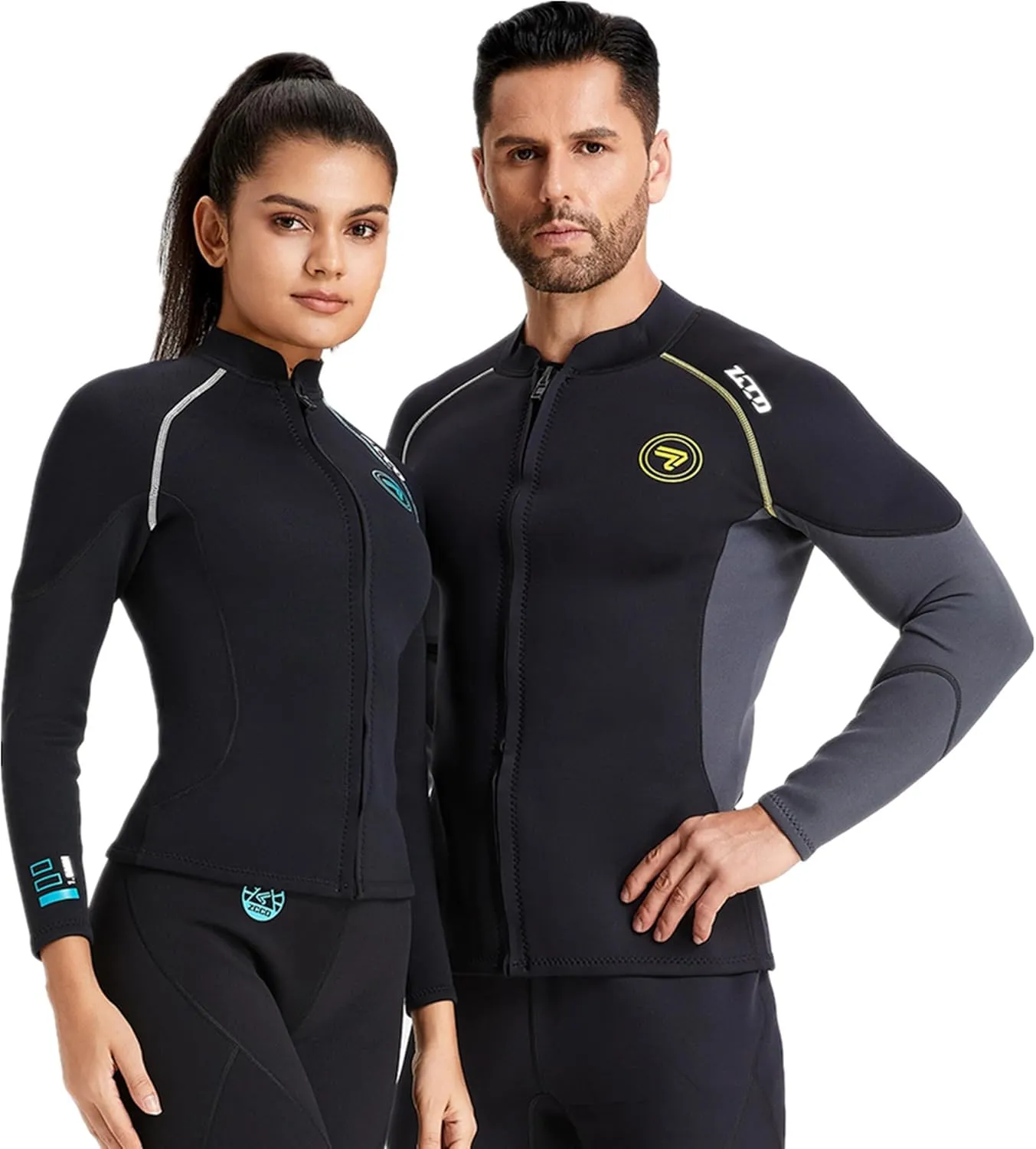 Wetsuit Top Men&Women 1.5mm/3mm Neoprene Wetsuits Jacket,Front Zipper Long Sleeves Diving Suit for Swimming,Snorkeling,Scuba Diving,Surfing