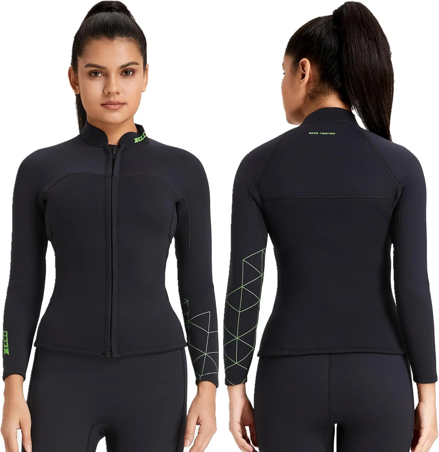 Wetsuit Top Men&Women 1.5mm/3mm Neoprene Wetsuits Jacket,Front Zipper Long Sleeves Diving Suit for Swimming,Snorkeling,Scuba Diving,Surfing