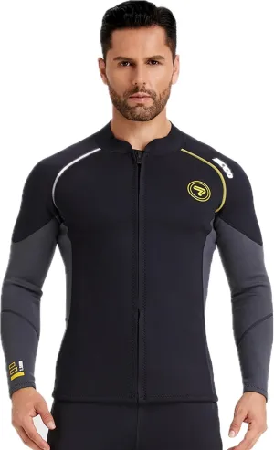 Wetsuit Top Men&Women 1.5mm/3mm Neoprene Wetsuits Jacket,Front Zipper Long Sleeves Diving Suit for Swimming,Snorkeling,Scuba Diving,Surfing