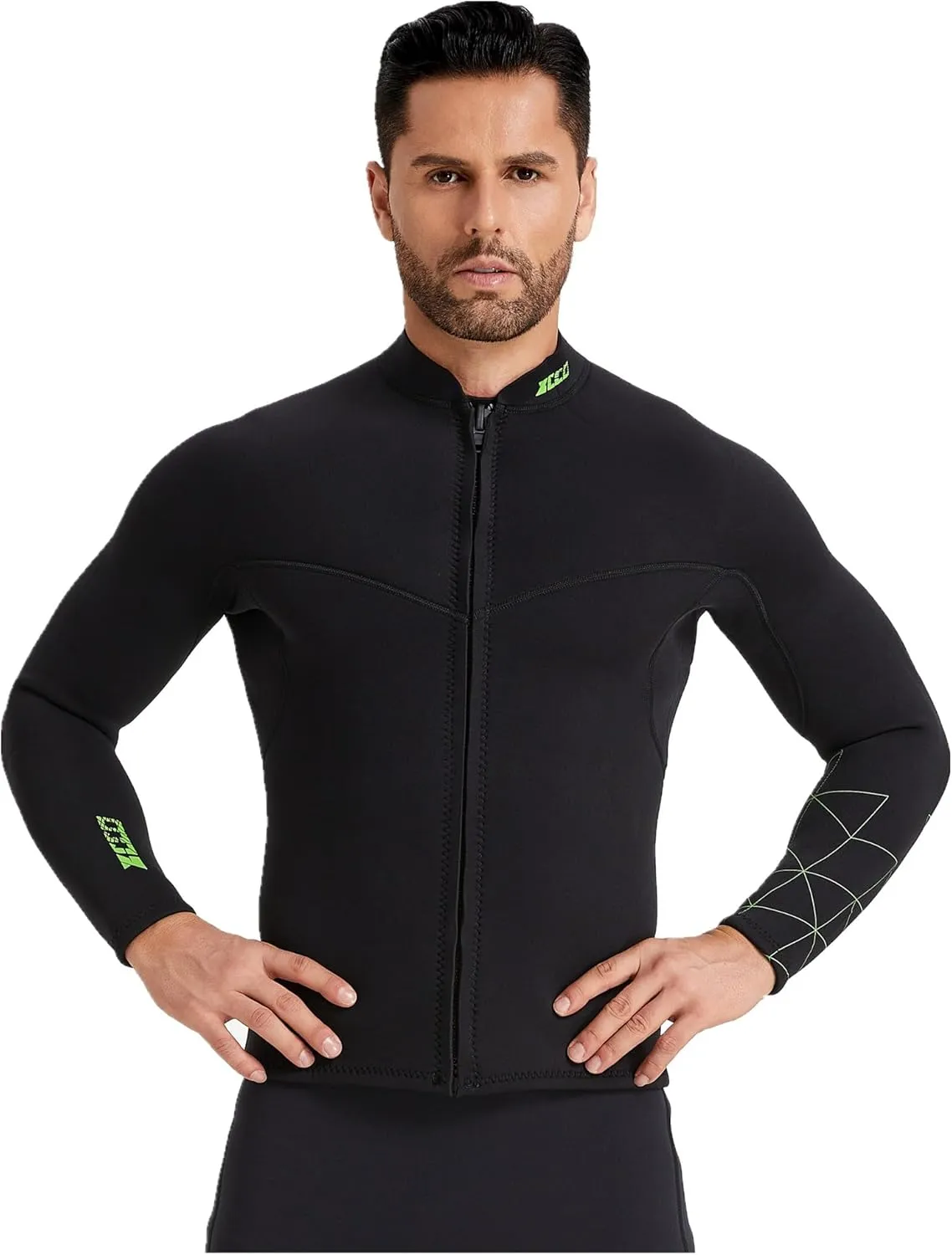 Wetsuit Top Men&Women 1.5mm/3mm Neoprene Wetsuits Jacket,Front Zipper Long Sleeves Diving Suit for Swimming,Snorkeling,Scuba Diving,Surfing