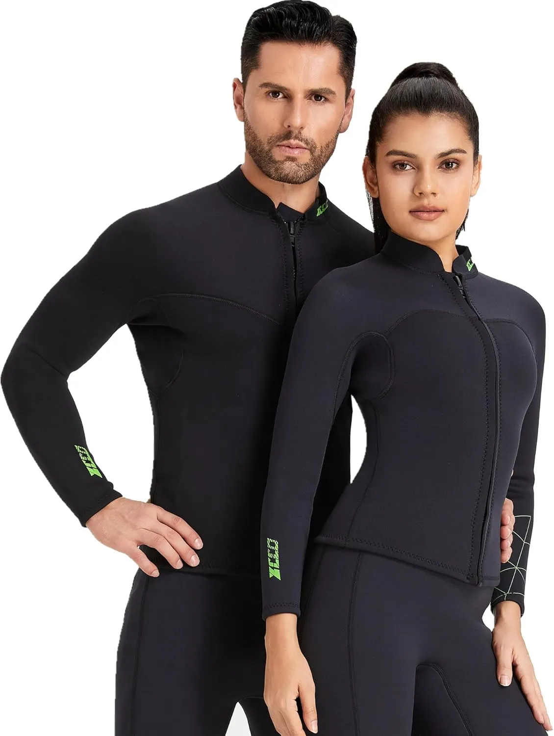 Wetsuit Top Men&Women 1.5mm/3mm Neoprene Wetsuits Jacket,Front Zipper Long Sleeves Diving Suit for Swimming,Snorkeling,Scuba Diving,Surfing