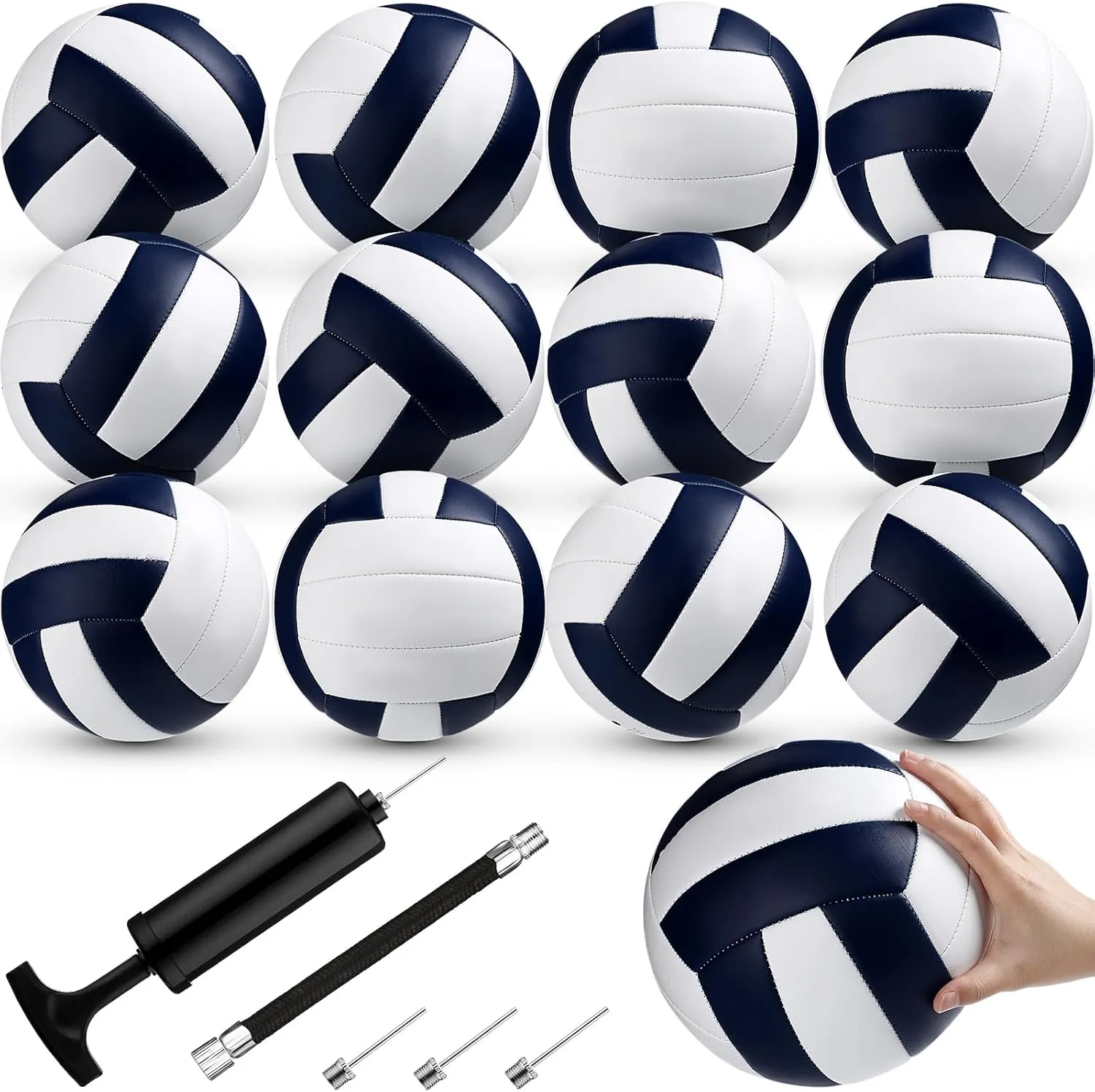 Wettarn 12 Pcs Official Size 5 Volleyballs Bulk Soft Recreational Volleyballs with Pump Regulation Size for Beginner Indoor Outdoor Beach Gym Pool Sand Sport