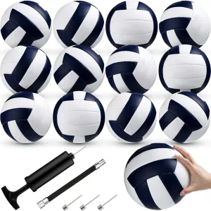 Wettarn 12 Pcs Official Size 5 Volleyballs Bulk Soft Recreational Volleyballs with Pump Regulation Size for Beginner Indoor Outdoor Beach Gym Pool Sand Sport