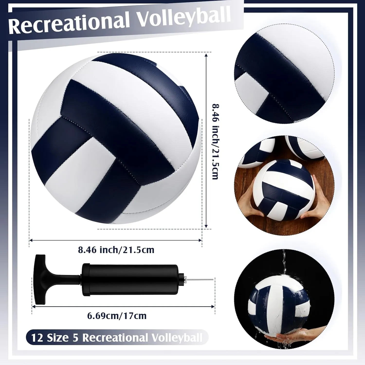 Wettarn 12 Pcs Official Size 5 Volleyballs Bulk Soft Recreational Volleyballs with Pump Regulation Size for Beginner Indoor Outdoor Beach Gym Pool Sand Sport