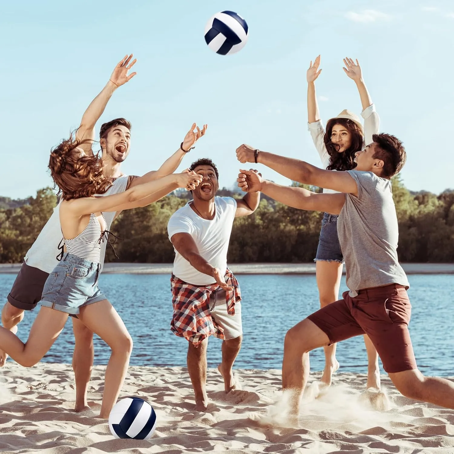 Wettarn 12 Pcs Official Size 5 Volleyballs Bulk Soft Recreational Volleyballs with Pump Regulation Size for Beginner Indoor Outdoor Beach Gym Pool Sand Sport