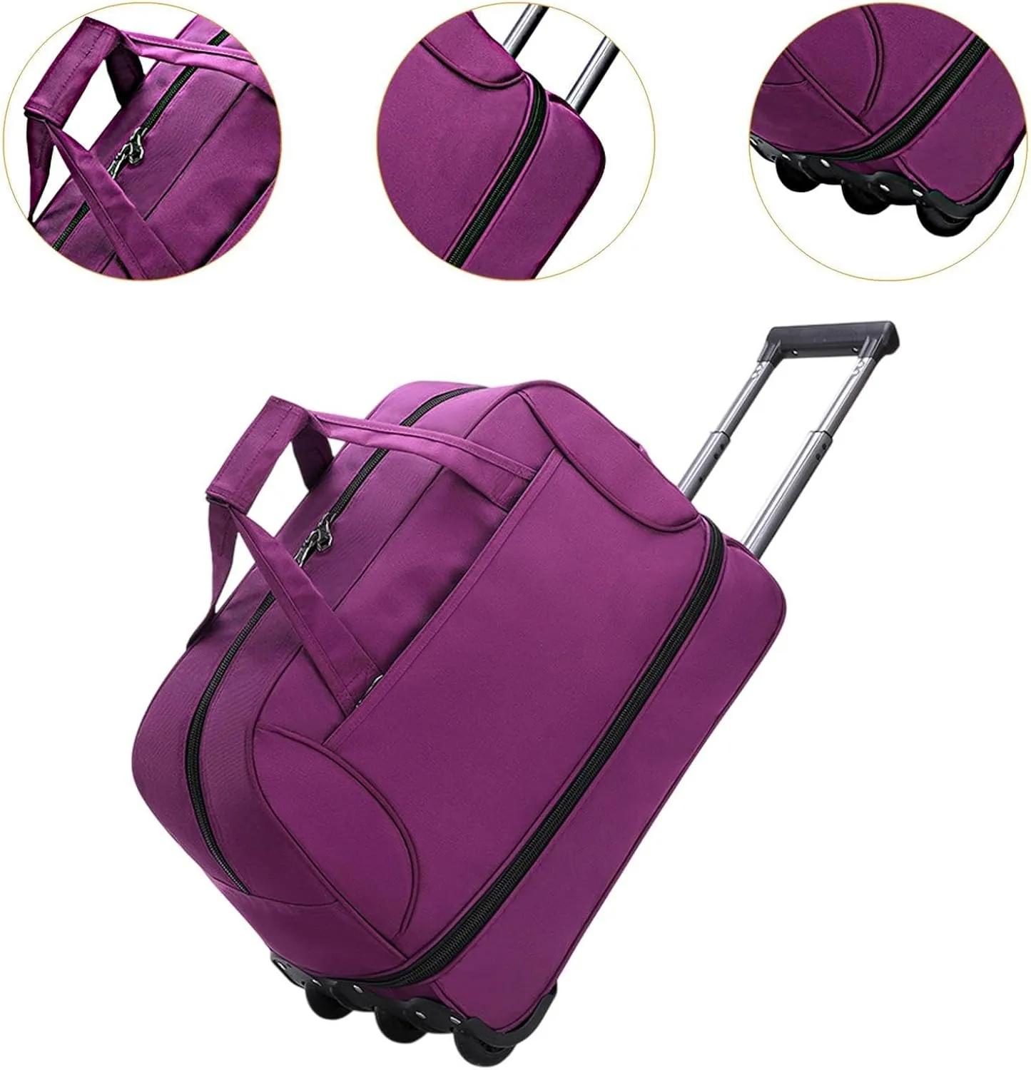 Wheeled Duffel Bag for Travel And Outdoor Activities, Violet