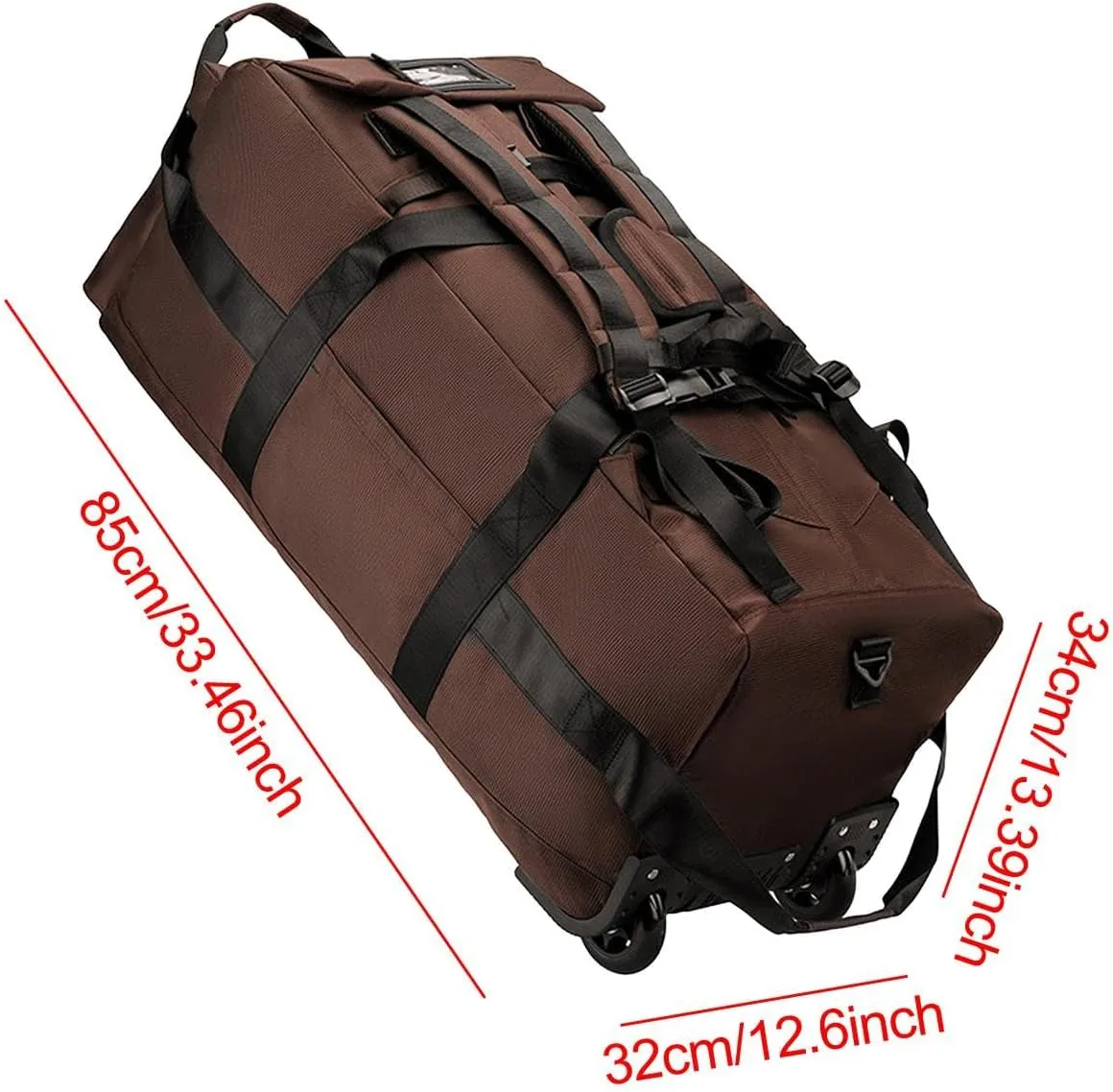 Wheeled Duffel Bag Rolling Garment Bag Large Portable Overnight Suitcase Backpack for Beach Business Trip Camping Storage Bag, Brown