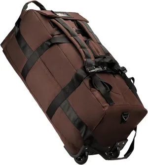 Wheeled Duffel Bag Rolling Garment Bag Large Portable Overnight Suitcase Backpack for Beach Business Trip Camping Storage Bag, Brown