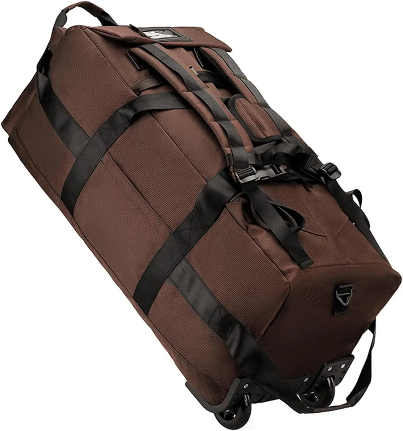Wheeled Duffel Bag Rolling Garment Bag Large Portable Overnight Suitcase Backpack for Beach Business Trip Camping Storage Bag, Brown