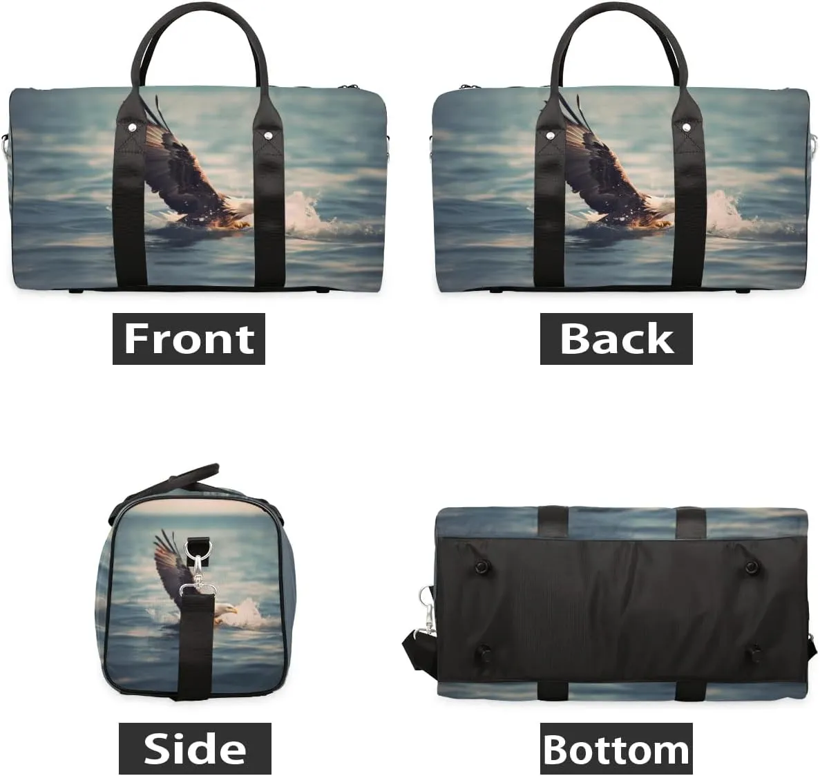 Wild Eagles Travel Duffel Bag for Women Men Waterproof Foldable Overnight Weekender Bag Large Capacity Sports Gym Bag