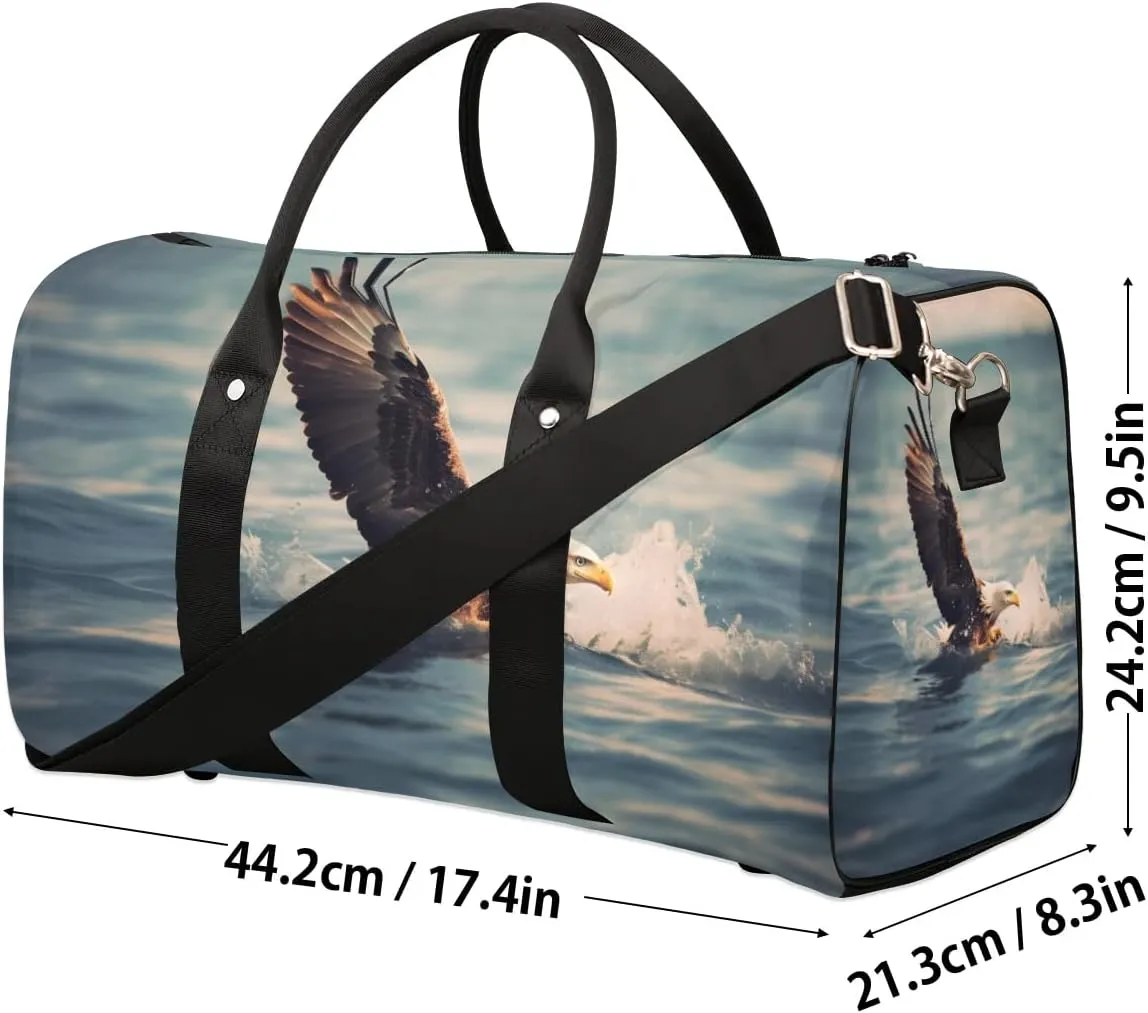 Wild Eagles Travel Duffel Bag for Women Men Waterproof Foldable Overnight Weekender Bag Large Capacity Sports Gym Bag