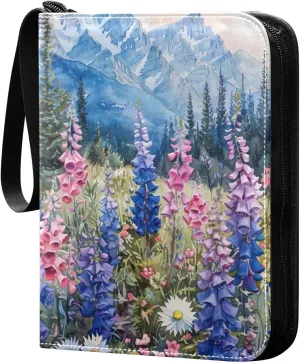 Wildflowers Painting Card Binder, 400 Pockets Card Holder with 50 Sleeves, Sturdy Card Holder Folders for Game Cards & Sports Cards