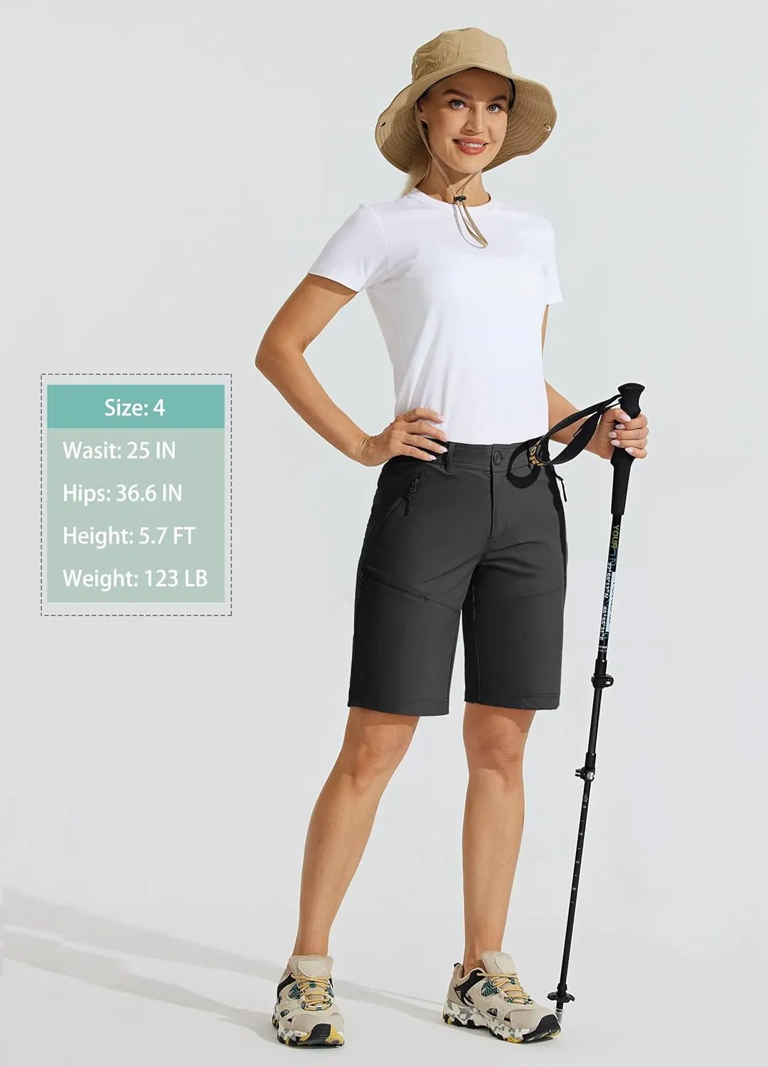 Willit Women's 10" Hiking Golf Long Shorts Quick Dry Athletic Outdoor Summer Shorts with Pockets