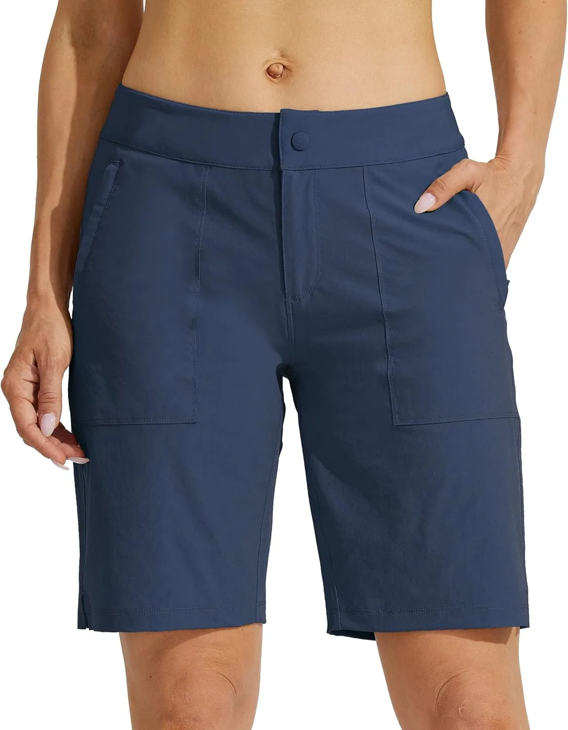 Willit Women's Golf Hiking Shorts 9" Quick Dry Athletic Long Casual Summer Shorts Zipper Pockets Water Resistant Lightweight
