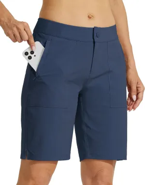 Willit Women's Golf Hiking Shorts 9" Quick Dry Athletic Long Casual Summer Shorts Zipper Pockets Water Resistant Lightweight