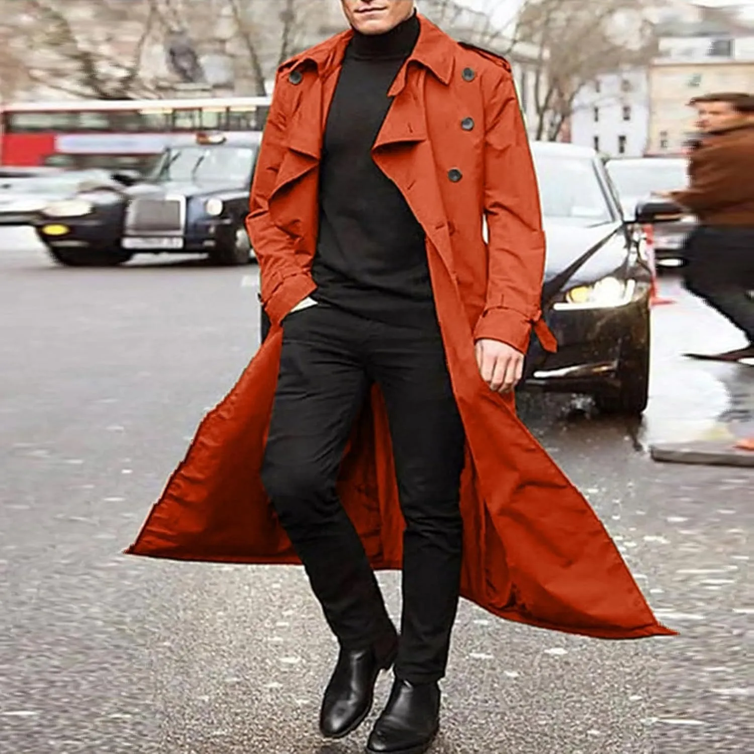 Windbreaker Jackets for Men Classic Loose Long Casual Trendy Solid Jacket