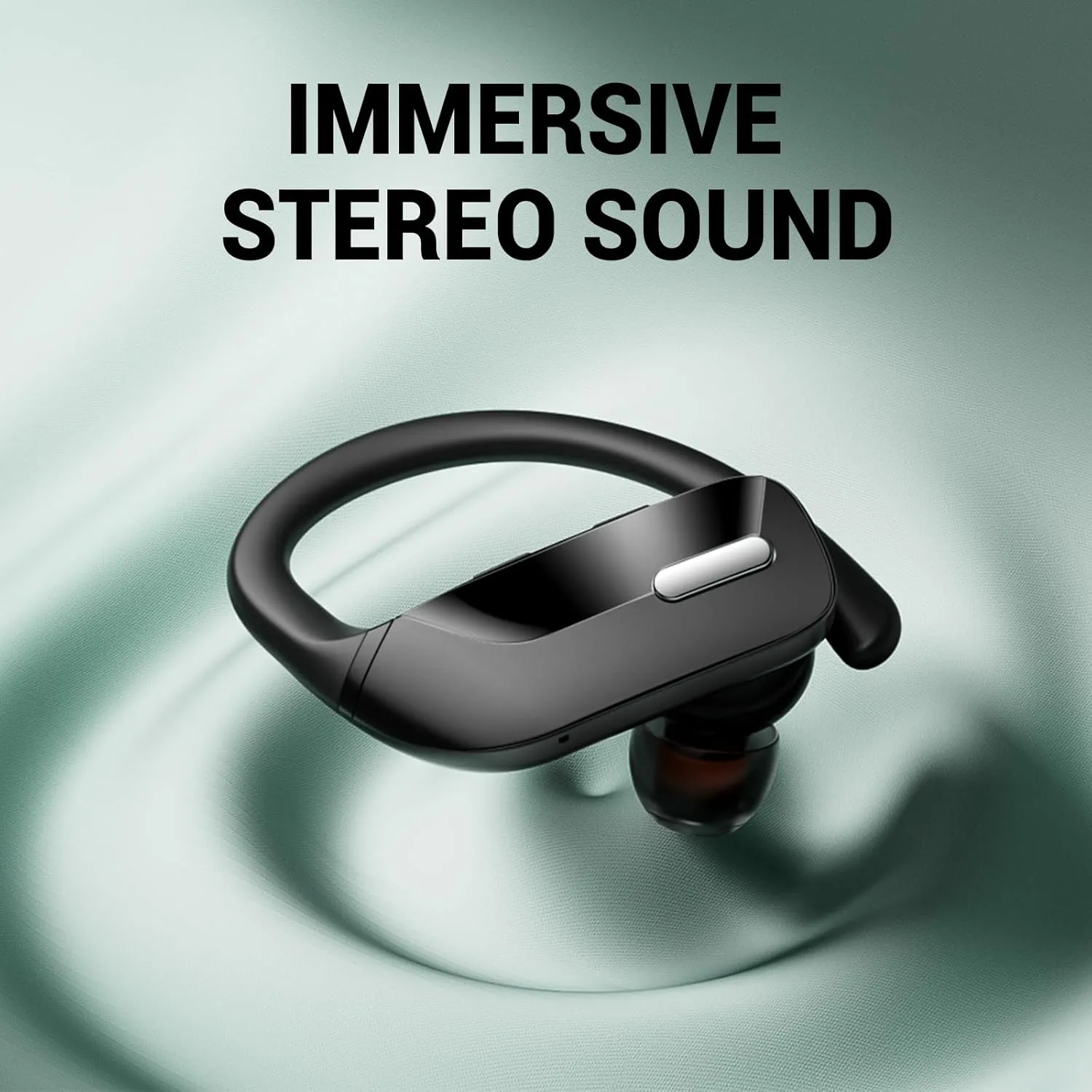 Wireless Earbuds with Earhooks 80Hrs Bluetooth Headphones Over-Ear ENC Noise Canceling Mic Earphones IP7 Waterproof Headset for Sports,Fitness,Workouts and Running Black