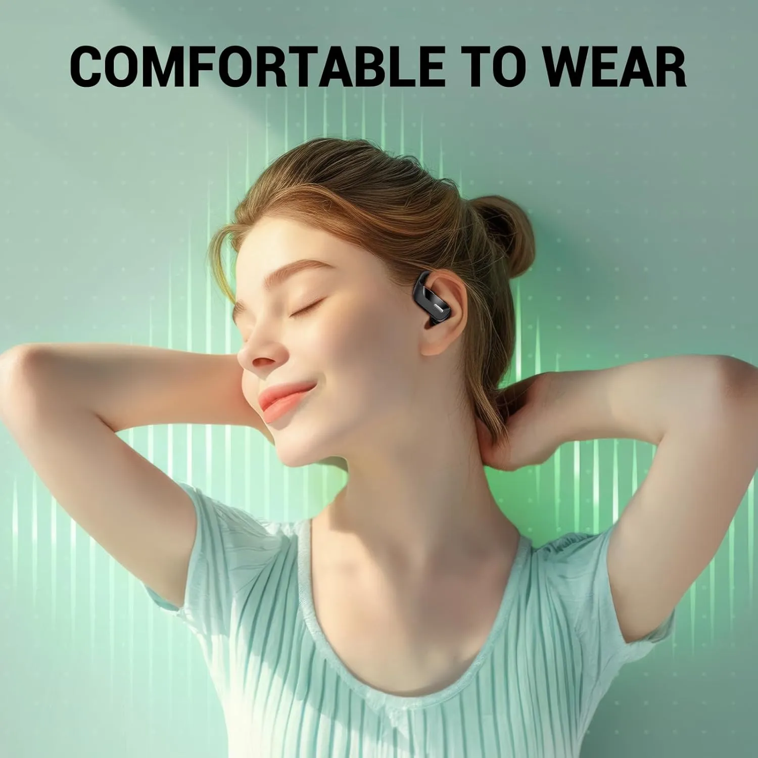 Wireless Earbuds with Earhooks 80Hrs Bluetooth Headphones Over-Ear ENC Noise Canceling Mic Earphones IP7 Waterproof Headset for Sports,Fitness,Workouts and Running Black