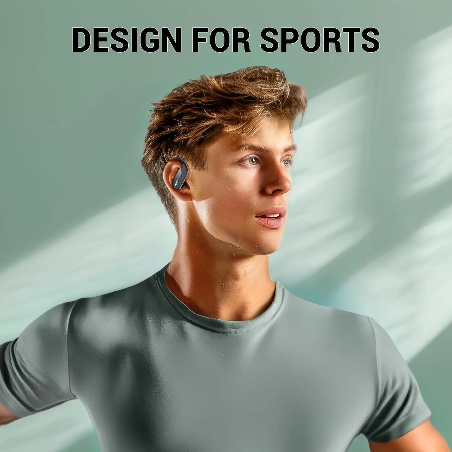 Wireless Earbuds with Earhooks 80Hrs Bluetooth Headphones Over-Ear ENC Noise Canceling Mic Earphones IP7 Waterproof Headset for Sports,Fitness,Workouts and Running Black