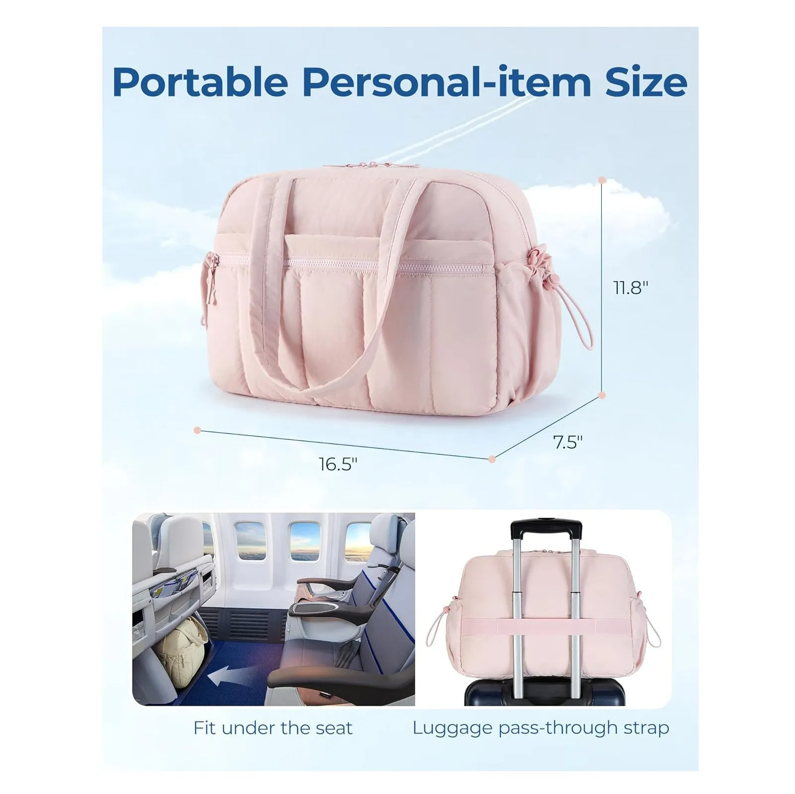 with Waterproof - Duffel Capacity Tote Gym Winter sale Pocket (42x19x30cm) White Quilted Percentage-off Wet Travel Bag Large