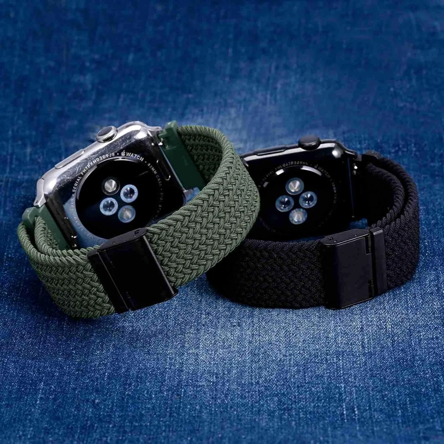 WOCCI 22mm Braided Nylon Watch Bands for Men and Women, 2 Packs Replacement Straps (Black Khaki Green)