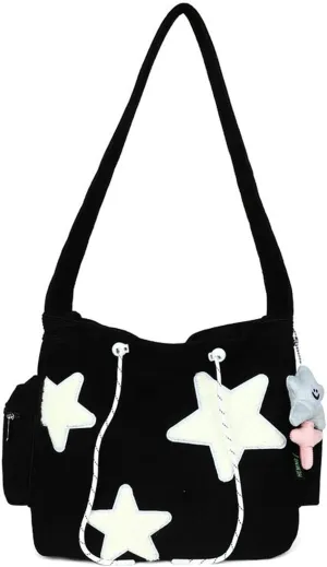 Women Corduroy Tote Bag, Large Shoulder Hobo Bags with Zipper Cute Messenger Bag Kawaii Handbags Y2K Travel Work Bag