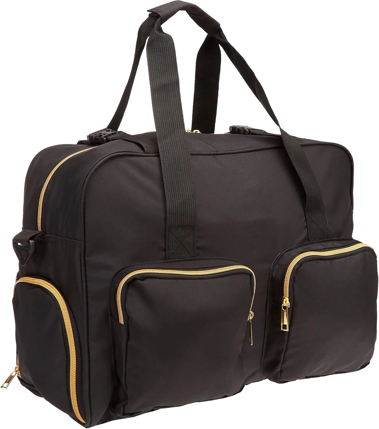 Women Exercise Fitness Gym Travel & Weekender Duffel bag Waterproof Wet Storage Yoga Mat Storage Shoe Storage Carry On Luggage (Black, Non-Quilted Outer)